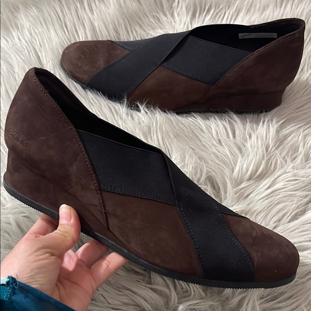 Arche Brown and Black Slip-On Shoes